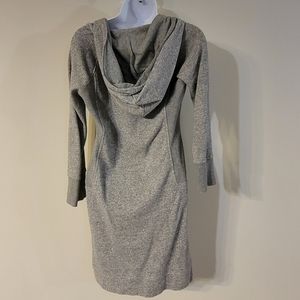 Armani Exchange Sweater Dress with hoodie and functional pockets, Gray, Small